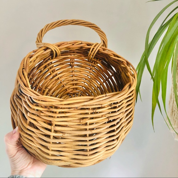 Authentic Original Vintage Style Other - Vintage Wicker Rattan Wall Pocket Basket Boho